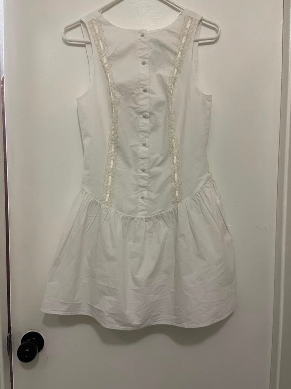 NWT Zara White Lace Inset Drop Waist Corset Style Mini Dress Size S